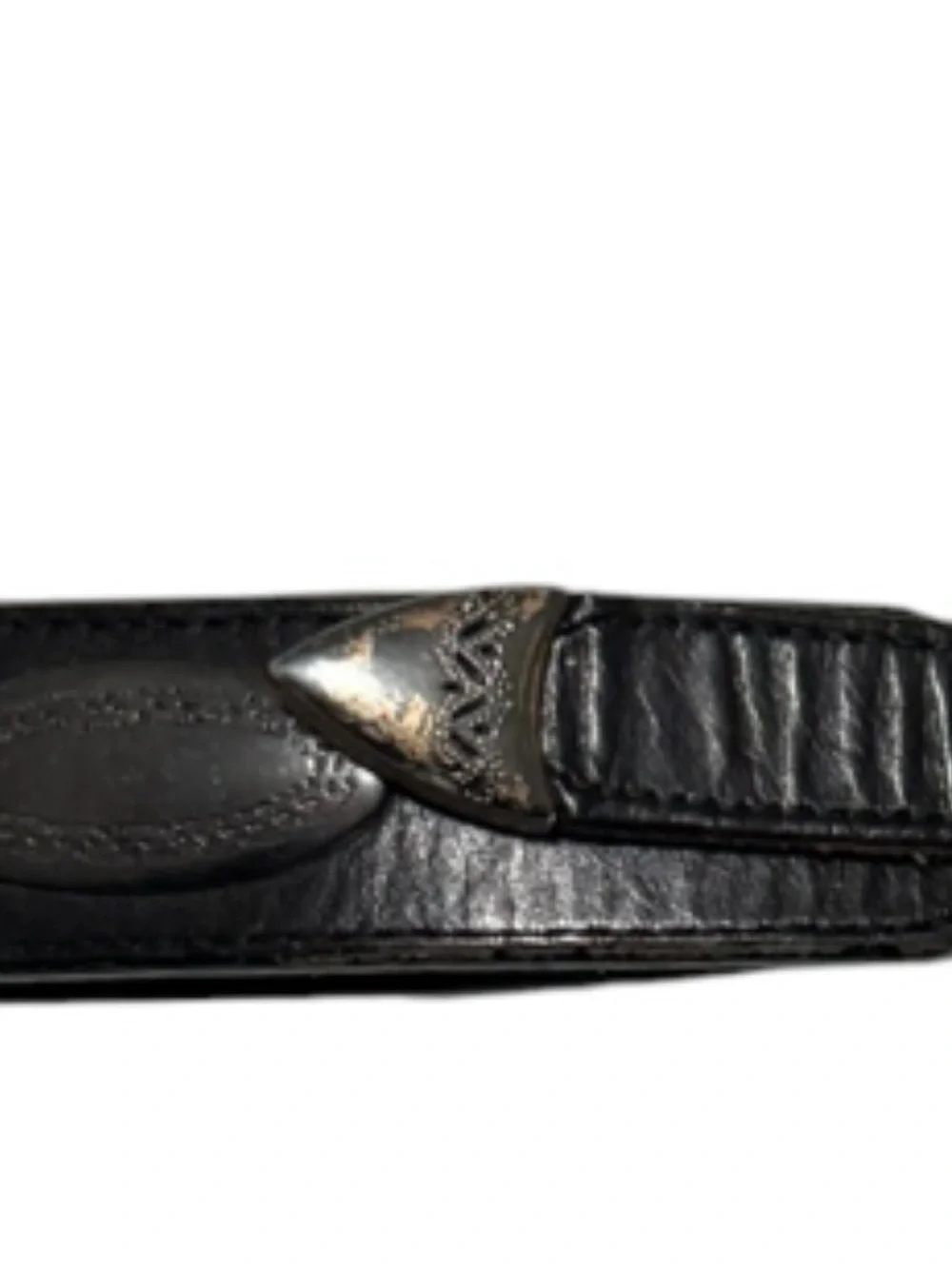 Vintage Brighton Black Leather Western Belt Silver Hardware Boho Y2K